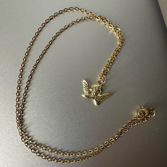 Angel Charm Pendant Necklace Handmade Gold Tone Fashion Accessories For Women - Picture 7 of 8